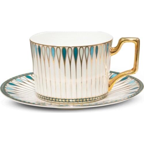 Colorful Color Bone china Teacup and saucer Set 220ml British Cafe Porcelain Coffee Cup Advanced Ceramic Couple Cup Nice Gift
