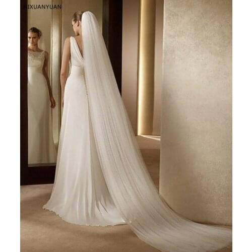 Elegant Wedding Veil 3 Meters Long Soft Bridal Veils With Comb Two-layer Ivory White Color Bride Wedding Accessories