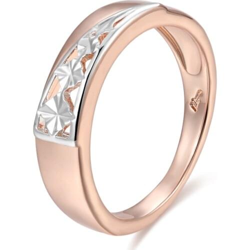 FJ 5.5mm Women White Pattern 585 Rose Gold Color Without Stone Party Rings