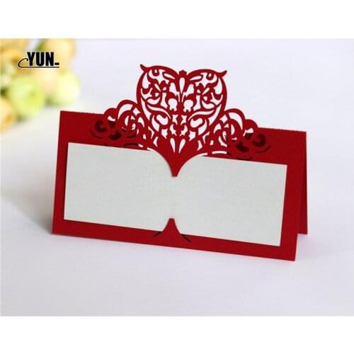 D. 10pcs/lot 22 solid color Seat Table Cards Laser Cut Wedding Name Place Favors Decor Hollow Love Heart Paper Vine Invitations