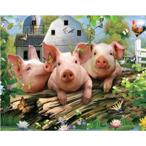 H2111 diy diamond mosaic,diy painting,diamond embroider Three pigs