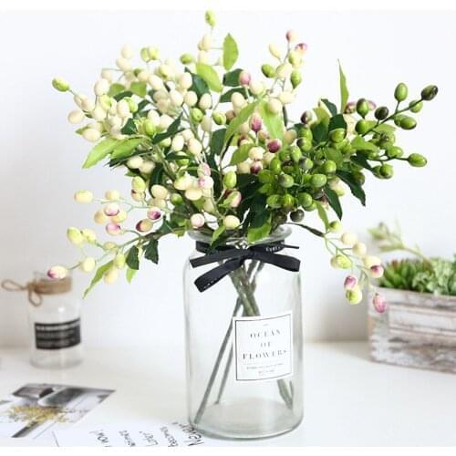 Single Bean Simulation Artificial Flower Plant Fake Flower Small Berry Fruit Grass Artificial Plant Bouquet Wedding Home Decor