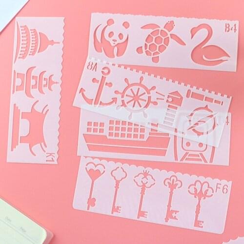 8pc Stencil Coloring Embossing PET Painting Template Craft Accessories Stencils Diy Scrapbooking Diary Stamp Decoration Reusable