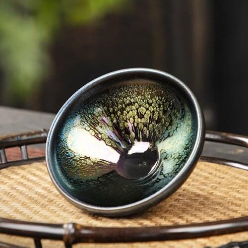 Chinese Jianzhan Tea Cups Household Colorful Oil Drop Ceramics Glaze Tea Bowl Tea Ceremony Traditional Retro Handmade Tea Cup