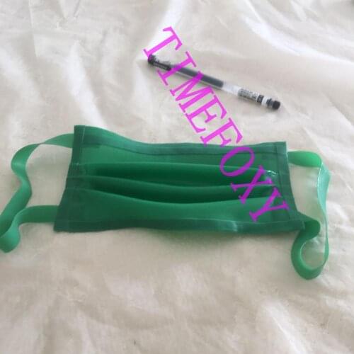 Pure Latex green breathplay Latex Rubber Face Mask - Natural Transparent - Fancy Dress Fetish 0.4mm Hood