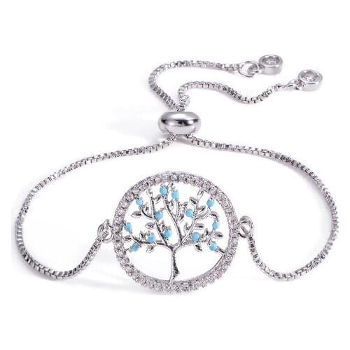 Life tree multicolor micro pave cz zircon cubic zirconia Bracelet Adjustable silicone silver gold plated Charm Snake Chain yuh34