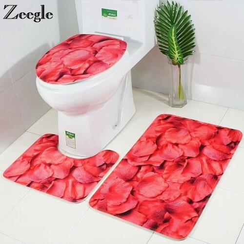 Zeegle Petal Series Bath Mats Set Anti-slip Bathroom Carpet Toilet Mat Washable Bathroom Floor Mats Bath Rugs Shower Room Carpet