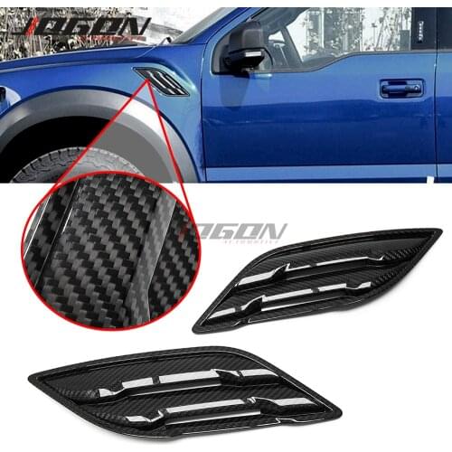 Real Carbon Fiber For Ford F150 F-150 Raptor 2015- 2020 Car Accessories Side Body Fender Splitter Air Vent Outlet Cover Trim