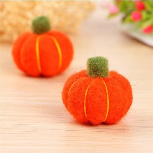 Newest Handmade 3D Cartoon Orange Pumpkin Wool Felt Craft Fit Girls hair Jewelry Elastic Headband Ornament Ornament Accessories