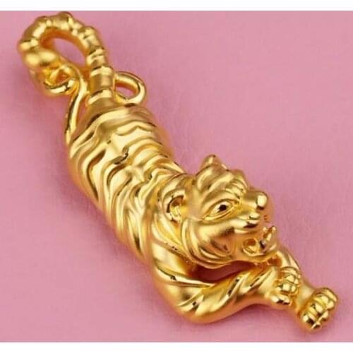 New Pure 999 24k Solid Yellow Gold ferocious Tiger Mens Pendant 3.35g