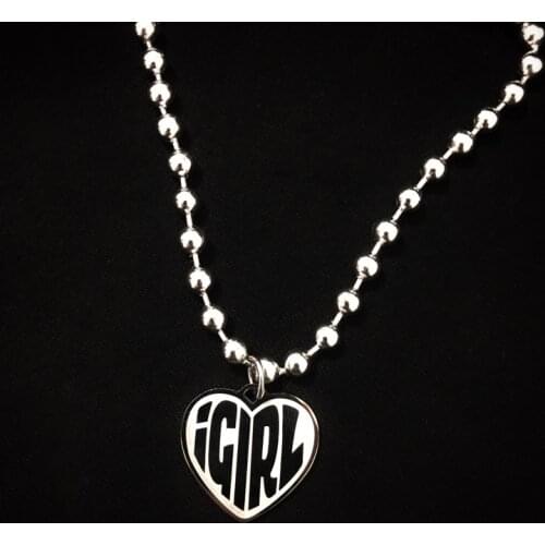 Stainless Steel IGIRL Heart Necklace Heavy Duty Gothic Streetwear Chain Necklace Choker Metal Collar High Polished