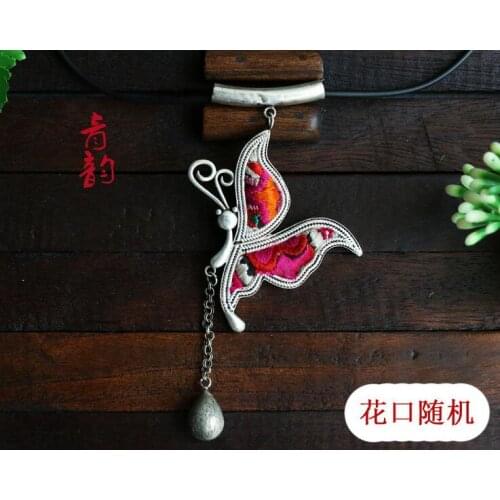 Miao silver embroidered necklace jewelry pendant random old embroidery