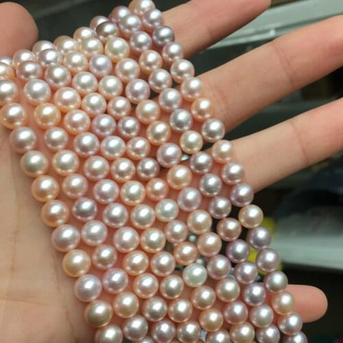 Freshwater Pearl Necklaces Round Shape with Size 6.5-7mm Perfect Luster for Jewelry DIY Loose Pearl Strands Necklace