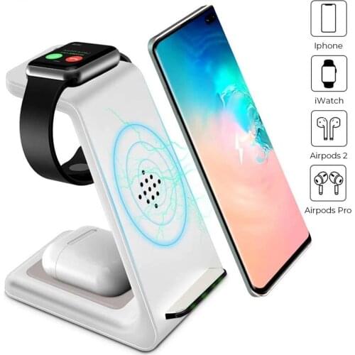 QI 15W Fast Charge 3 In 1 Wireless Charger For Iphone 12 Pro Charger Dock For Apple Watch 5 4 Airpods Pro Wireless Charge Stand