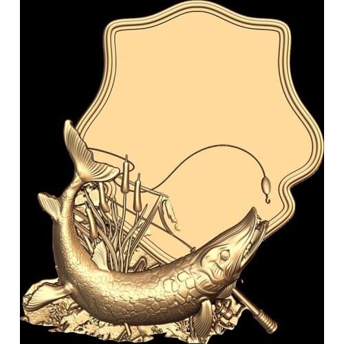 Fish Decor Relief 3D Model for CNC Router Engraver Carving Machine Relief Artcam Aspire in STL File format