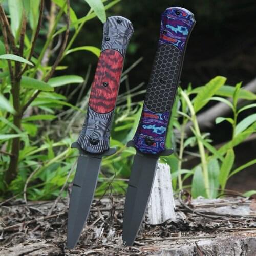 All-Steel Handle 3D Printing Folding Knifes Gray Titanium Blade Outdoor Knifes Camping Assault Self-Rescue Tools EDC Fruit Knife