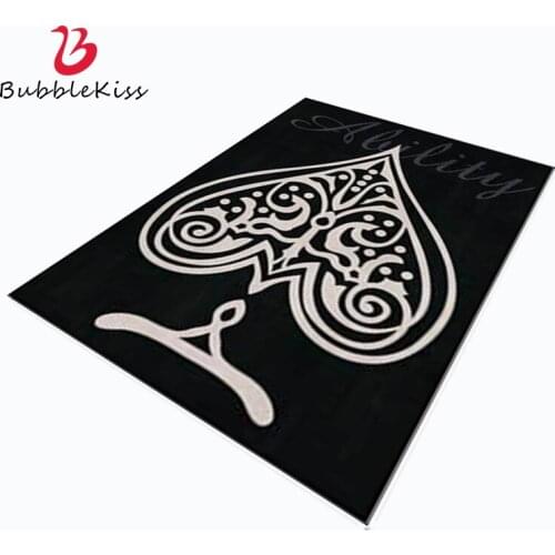 Bubble Kiss Modern Fashion Carpet In The Living Room Black White Poker Peach Heart Pattern Non-slip Bedroom Rug Bedside Mats