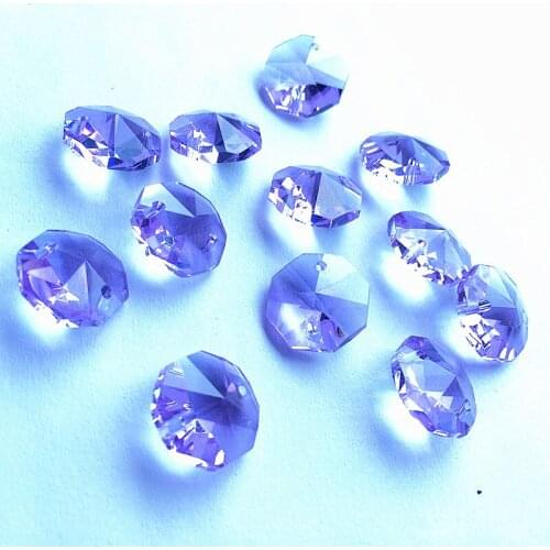 Special Sale 2000PCS/lot 14mm Purple Crystal Glass Octagonal Beads Diy Crystal Chandelier Pendants Beads Curtain Accessories