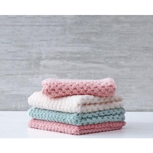 Super Absorbent Anti-grease Pineapple Plaid Washing Dish Towel Multi-function Kitchen Supplies Coral Velvet Wiping Rags