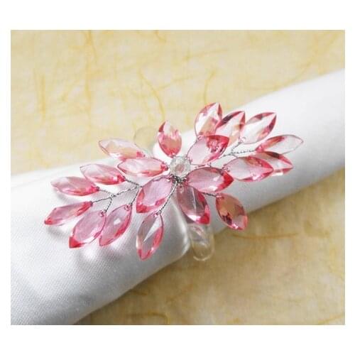 Light pink crystal flower napkin ring