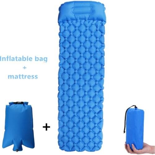 Outdoor Camping Inflatable Sleeping Pad Air Cushion Camping Mat with Pillow Air Mattress Sleeping Inflatable Sofa Mat Camping