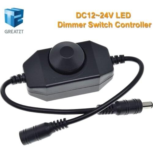 GREATZT LED Dimmer Switch Brightness Adjust Controller for 3528 5050 5730 5630 Single Color Strip Light DC 12V 24V Black/White