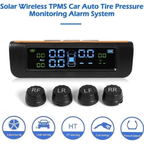 VODOOL Car Solar Wireless Tire Pressure Alarm Accessory TPMS Car Auto Tire Pressure Monitoring Alarm System Temperature Warning