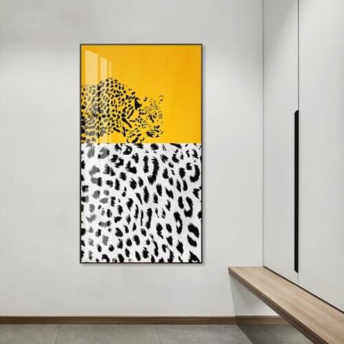 Bright yellow Giraffe Zebra Leopard Wall Art Canvas Painting Nordic Posters And Prints Nursery Wall Pictures For Kids Room Decor