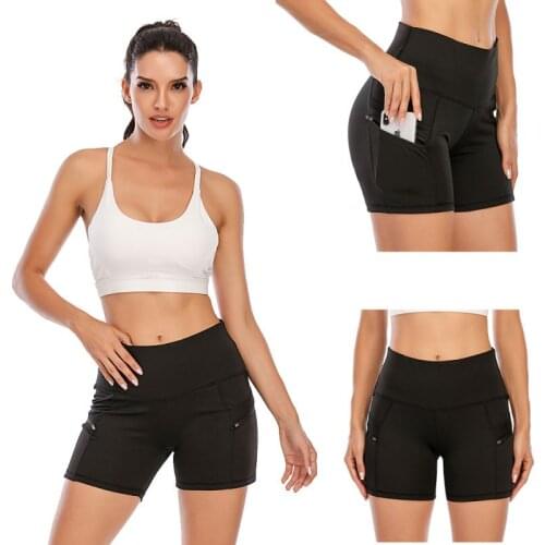 LELINTA Womens Casual Cotton High Waist Shorts with Side Pockets Mini Hot Short Sports Running Leggings Solid Color Shorts