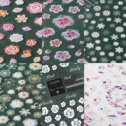 1 Pc Pink Purple Plum Gradient Rose Nail Stickers 3D Water Slide Nail Art Decals Japanese Cute Manicure Decoration Tools HD001