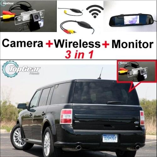 3 in1 Special Rear View Camera + Wireless Receiver + Mirror Monitor EASY DIY Parking System For Ford Flex 2009~2014
