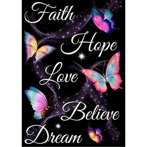 5D Diamond Painting Butterfly Text Art DIY Full Drill Diamond Embroidery Square Round Mosaic Set Crafts Hoem Decor Love Gift