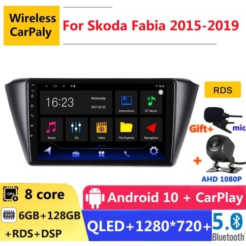 6G RAM 2 din android 10 car radio auto stereo for Skoda Fabia 1 2 2015 2016 2017 2018 2019 navigation GPS DVD Multimedia Player