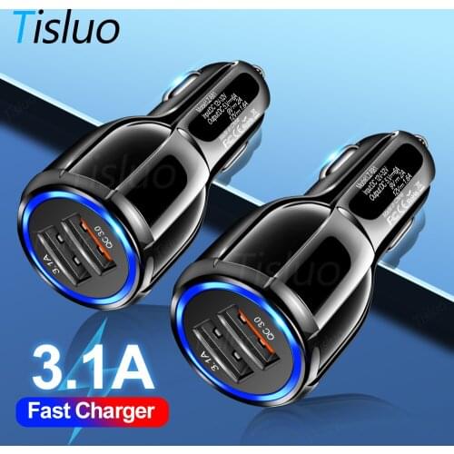 Car USB Charger Quick Charge 3.0 Mobile Phone Charger 2 Port for iPhone 11 12 Samsung Xiaomi huawei Fast Charging Car Charger