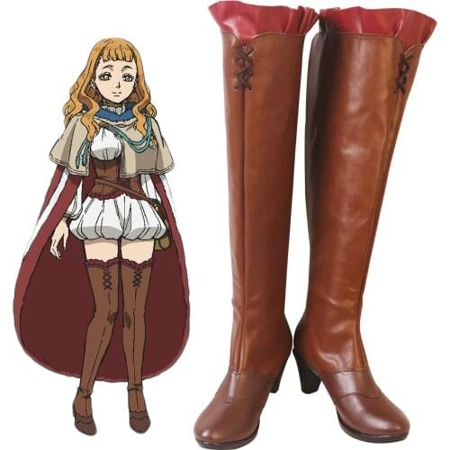 Black Clover Mimosa Vermillion Cosplay Boots Brown Shoes Mimosa High Heel Shoes Custom Made