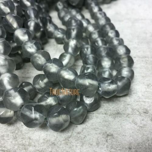 Fashion Grey Handmade African Recycled Glass Beads For Jewelry Making Random Glass Full Strands Loose Beads In 9-10mm BE5510