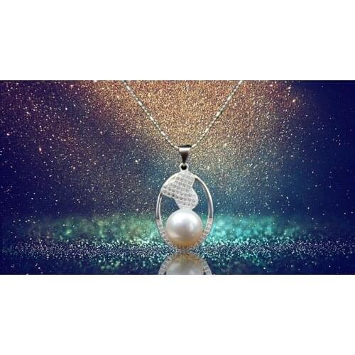 MADALENA SARARA AAA 10mm Freshwater Pearl Pendant Necklace Map Style Alloy Chain Necklace