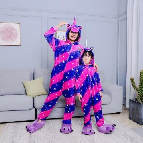Children Animal Onesies Unicorn Pajamas Boys Girls Pajamas Sets Cute Cartoon Anime Flannel Kids Pyjamas Autumn Winter Sleepwear