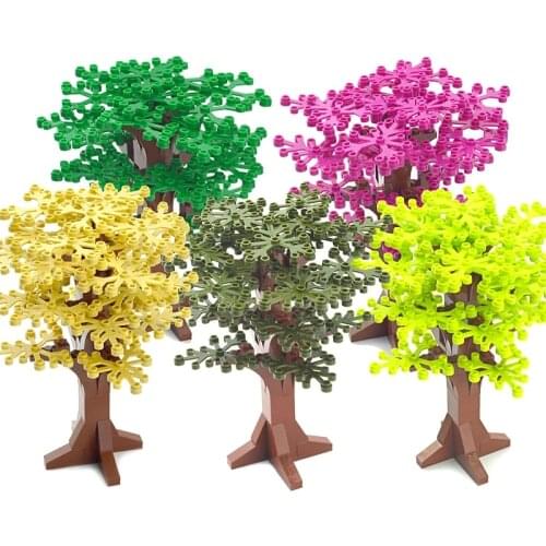 Tree Bricks Green Bush Flower Grass Plants Garden Compatible City DIY MOC Building baseplate Blocks Accessories DIY Parts