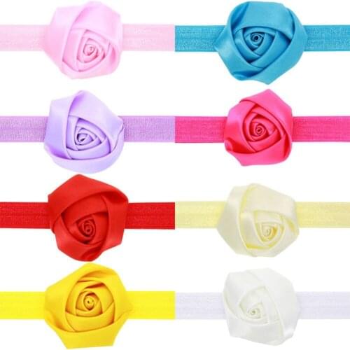 1 PCS Lovely Handmade Rose Flower Infant Elastic Headband Fashion Princess Hairband Sweet Kids Hair Accessories Birthday Gifts