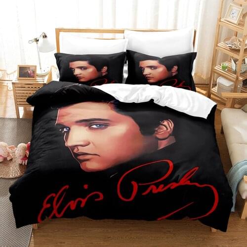 Popular Elvis Presley Bedding Set Fashion 3D Print Comforter Luxury Queen King Single Size Duvet Cover Set Home Textile Decor