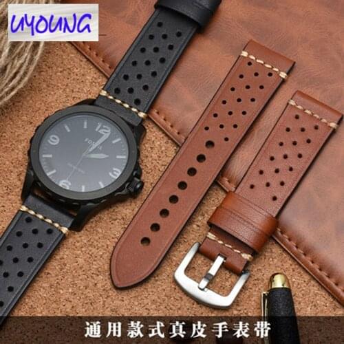 Mens breathable leather strap Adapted TAG He-uer fo-ssil JR1401 universal top layer cowhide watch with 20 22mm watch band