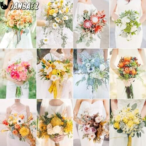 Bridal Bouquet Diamond Painting Cross Stitch Embroidery Plant 5D Diy Mosaic Kit Hand-Inlaid Craft Gift Design Home Decoration