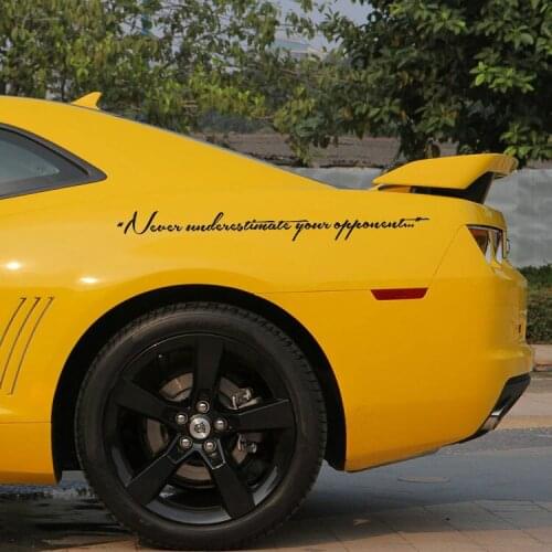 Never Underestimate Your Oppoent Lettering Vinyl Film Car Window Bumper Door Sticker Decal Automobile Cusotm Made Funny Stickers