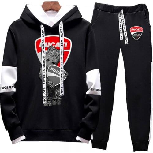 New DUCATI Fashion Brand Mens Sportswear Zipper Suit 2-piece Set Autumn Sports Mens Fitness Sweatshirt and Sweatpants Suit