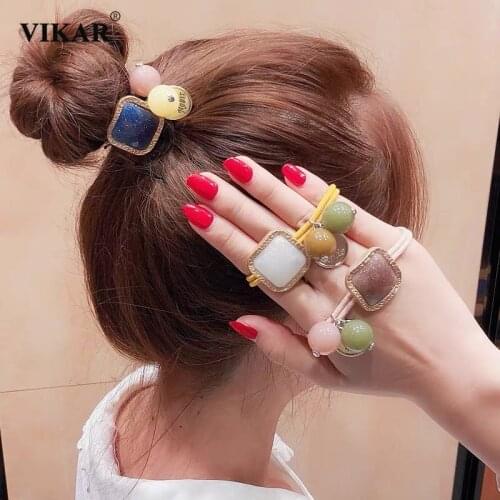 New Women Elegant Ball Crystal Elastic Hair Bands Girls Scrunchie Sweet Rubber Bands Headband Fashion Hair Accessories VIKAR