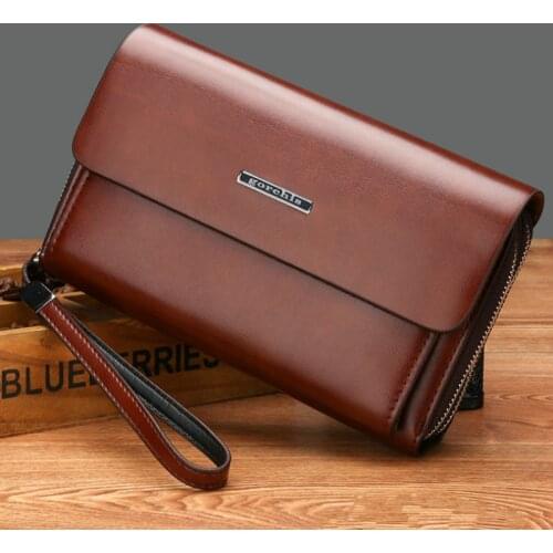 New Brand Design Luxury Men Clutch Bag Long Men Wallets Pu Leather Double Layer Business Clutch Phone Bags Large Capapcity