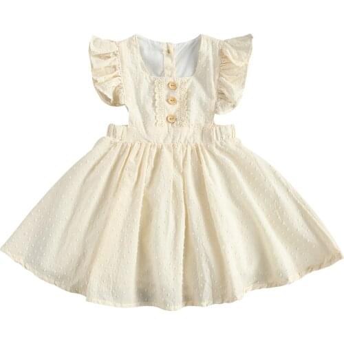 Kids Girls Dress Summer Fashion Fly Sleeve Dress Children Girls Stylish Princess Dress For Party Birthday Wear For 3-7Years