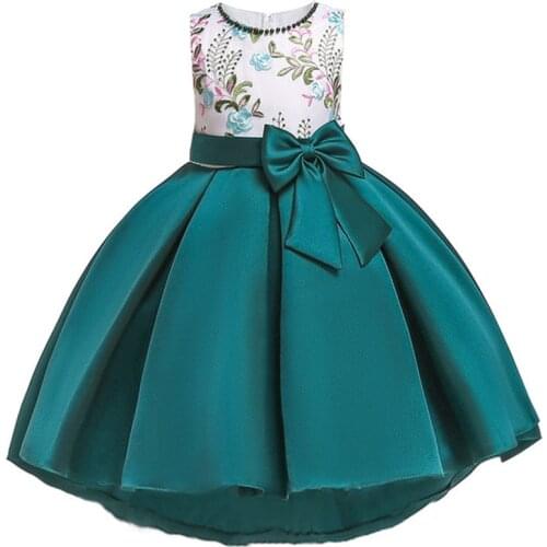 2019 Flower Girls dress for Girls Kids Clothing Beaded embroidery Wedding Girls Dresses for Children Party Trailing Custumes