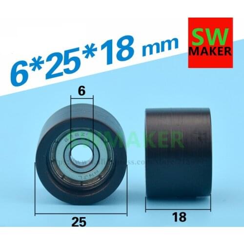 6*25*18 bearing plane flat type plastic bag package of plastic embedded bearing pulley wheel flat wheel nylon wheel